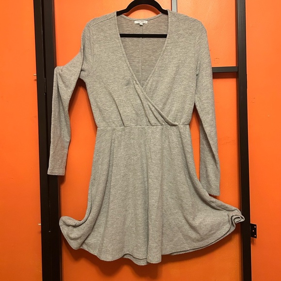 Soft Fleece Wrap Dress – Gray - Picture 2 of 5